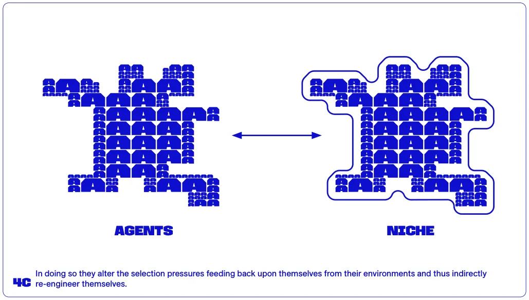 In doing so they alter the selection pressures feeding back upon themselves from their environments and thus indirectly