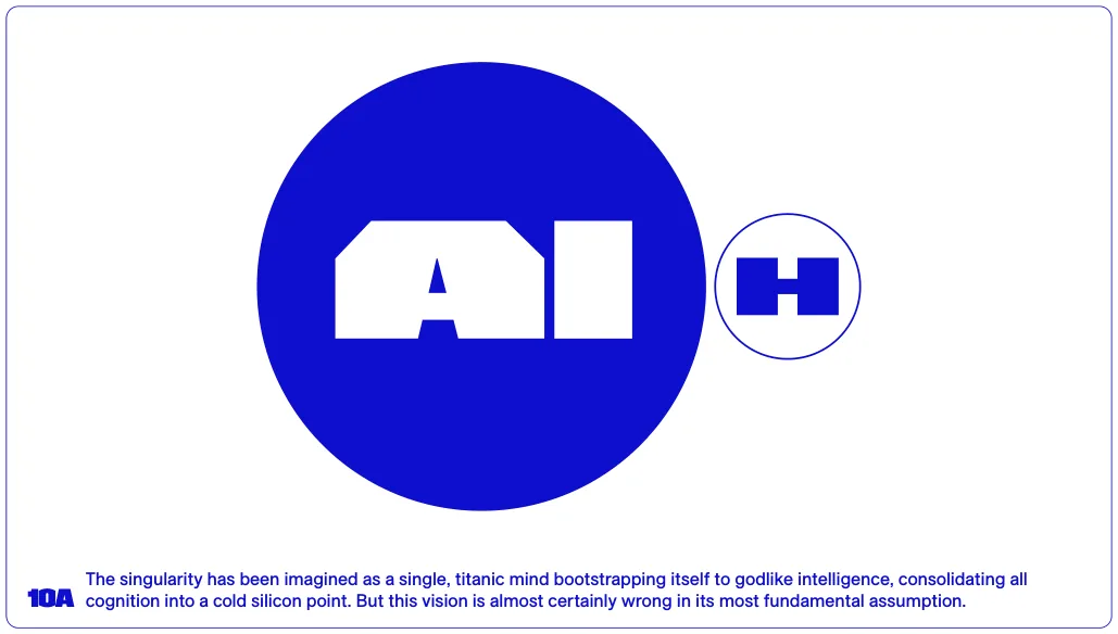The singularity has been imagined as a single, titanic mind bootstrapping itself to godlike intelligence, consolidating all cognition into a cold silicon point. But this vision is almost certainly wrong in its most fundamental assumption.